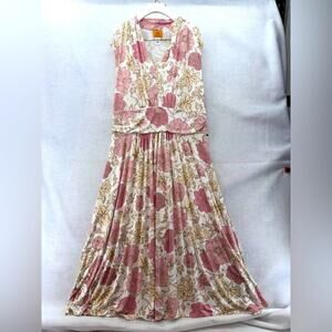 NWT Ruby Rd. Fit and Flair Midi Tank V-Neck Dress size Large Pink Floral